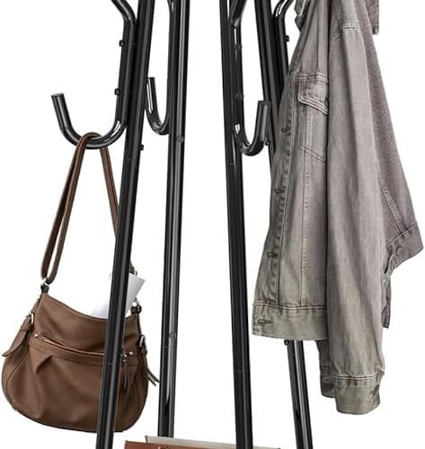 Standing coat/hat rack with shelf, 20 hooks, tree shaped rack for entryway, hallway, bedroom, office.