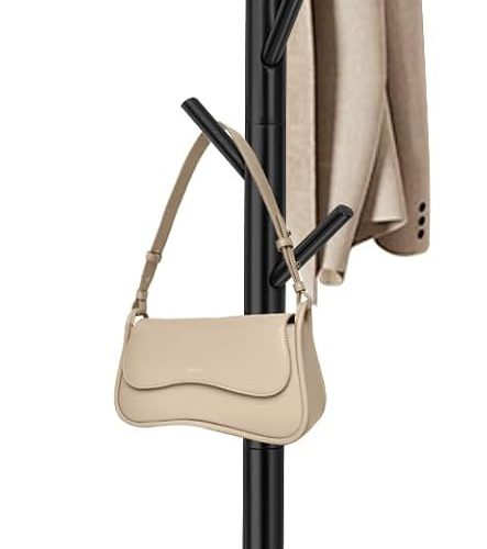 Freestanding coat rack with 8 hooks and 3 adjustable sizes, tree-shaped design, for bedroom, hallway, entrance, office, for hats, coats, scarves, handbags.