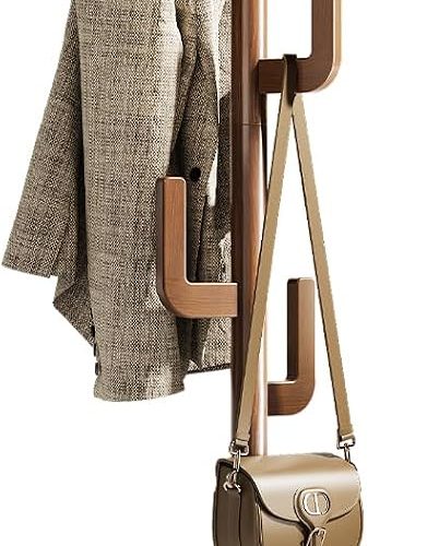 Cactus coat tree freestanding with 8 hooks, solid wood, coat hanger stand with 3 adjustable sizes for jacket, hat, clothes stands for hall, entryway, bedroom, office, living room.