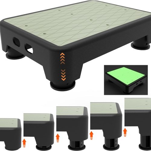 Step stool with 5-level adjustable height, bedside step, supports 700 lbs, wide platform for seniors and kids.