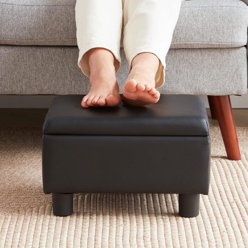 Under desk foot stool, padded foot rest for chair, faux leather small ottoman.