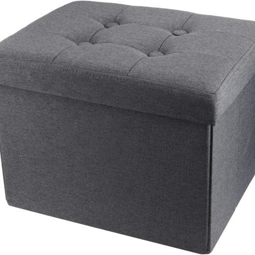 Storage ottoman footrest stool, foldable small ottoman with storage, rectangular bench for living room.